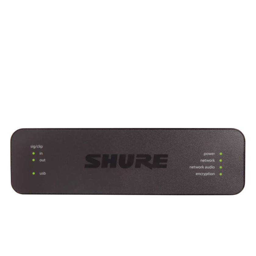 Shure USB Dante Interface mit Matrix-Mixer für professionelle Videokonferenzen
